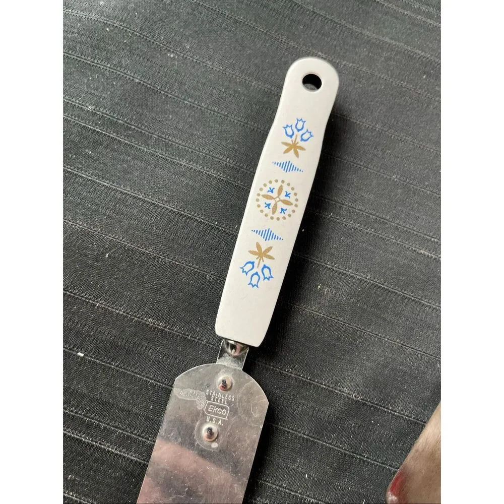 VTG Ekco Floral Handle Spatula Set Mid Century Kitchen Utensils USA